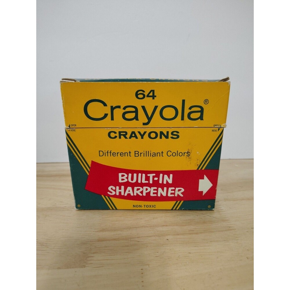 Vintage Binney & Smith Crayola Crayons Sharpener Box of 64 w/ Indian Red